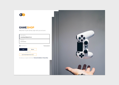 Minimalist and Clean Login Page Design for Gameshop Website login page ui
