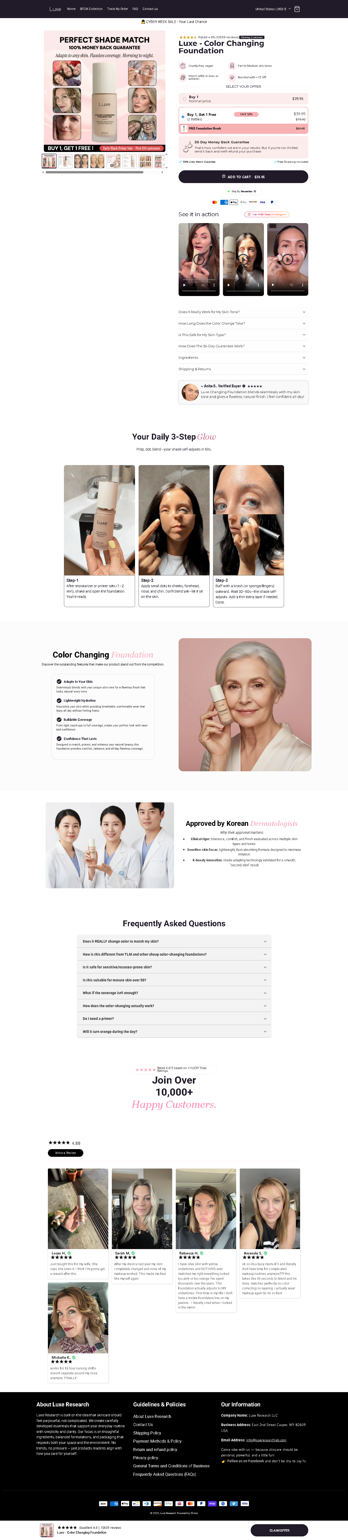Luxe - Color Changing Foundation ON Funnelish Funnel clone advertorial page clone landing page clone sales page dvertorial page funnel funnelish funnelish funnel funnelish template high demandable funnel landing page products page sales page template