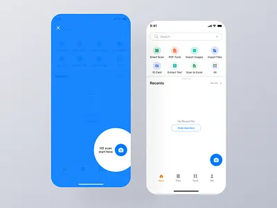 Home Screen Mobile UI dashboardui documentscanner home homescreen iosdesign modernui