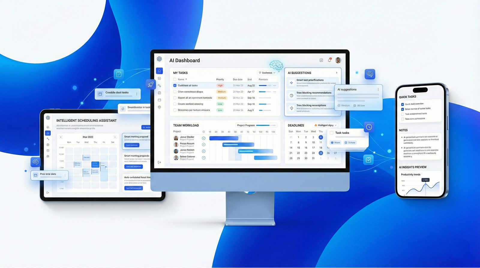 AI Scheduling Dashboard – Smart Productivity SaaS Platform UI aiux dashboard dashboarddesign datavisualization enterpriseux figmadesign healthcare medtech modernui productdashboard productivity saas schedulingapp taskmanagement teammanagement uianimation uidesign uidesigner uxdesign webdashboard