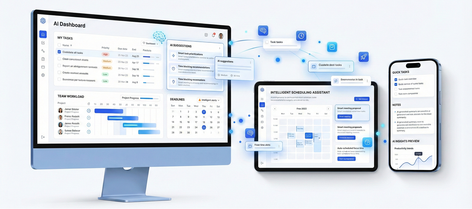 Smart AI Work Management Dashboard – SaaS UI Kit aiassistant aibrain appconcept dashboardui datavizui figma figmaui healthcareapp healthtechdesign meddesign minimaldesign productivitydashboard productux projectdashboard saasux taskautomation teamworkload uxui workflowdesign workmanagement