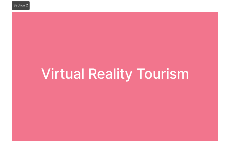 Virtual Reality Tourism