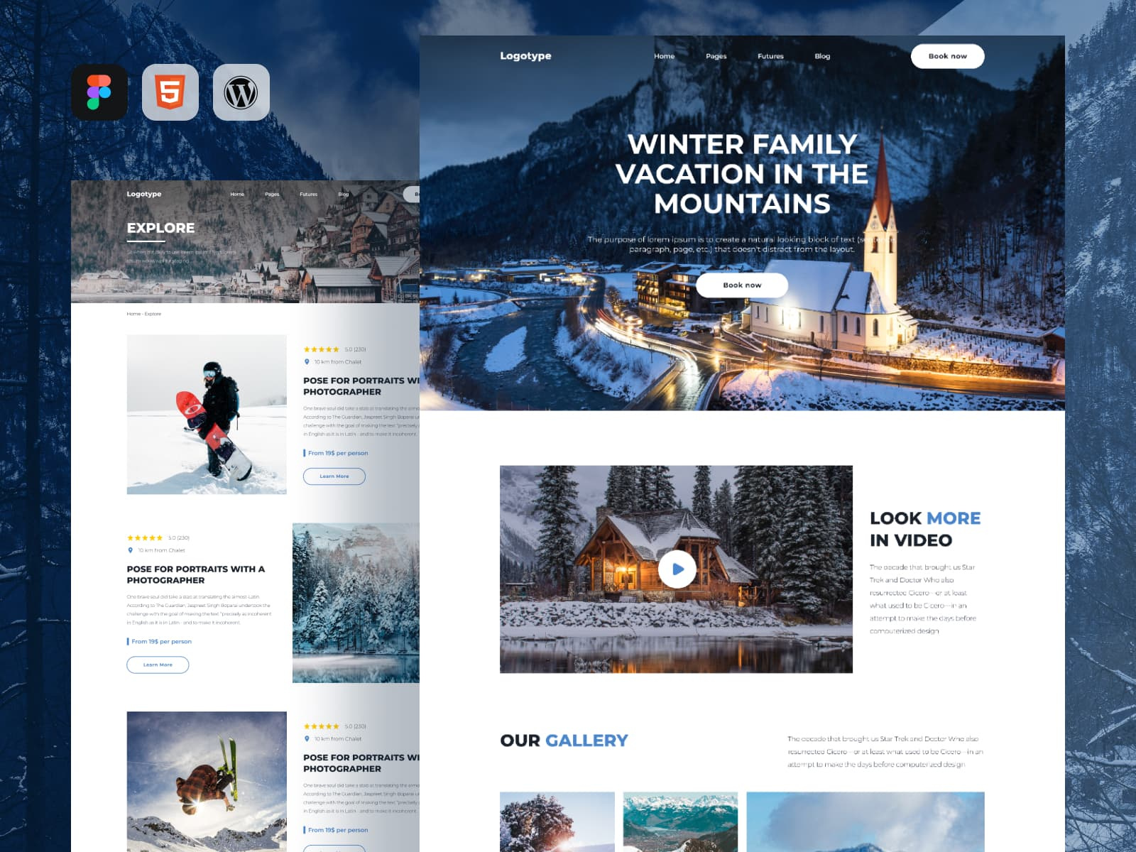 Example of Chalet design template for Vacation Rentals + Bed and Breakfasts