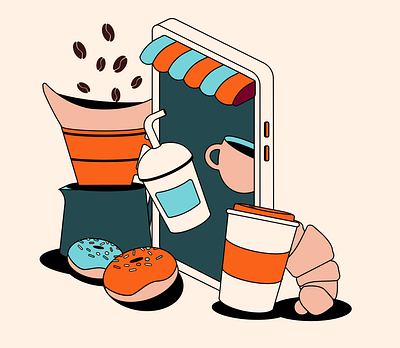 Coffee blue coffee coffeeshop design graphic graphic design illustration illustration work orange store vector