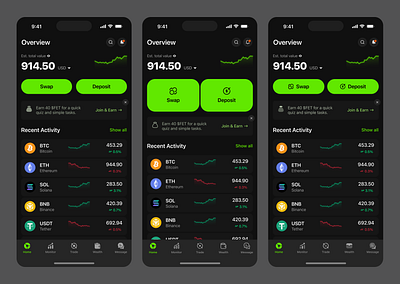 Crypto Trading Mobile App Design bitcoin app ui clean ui crypto crypto mobile app dark mobile app finance app ui minimal ui mobile trading app ui ux
