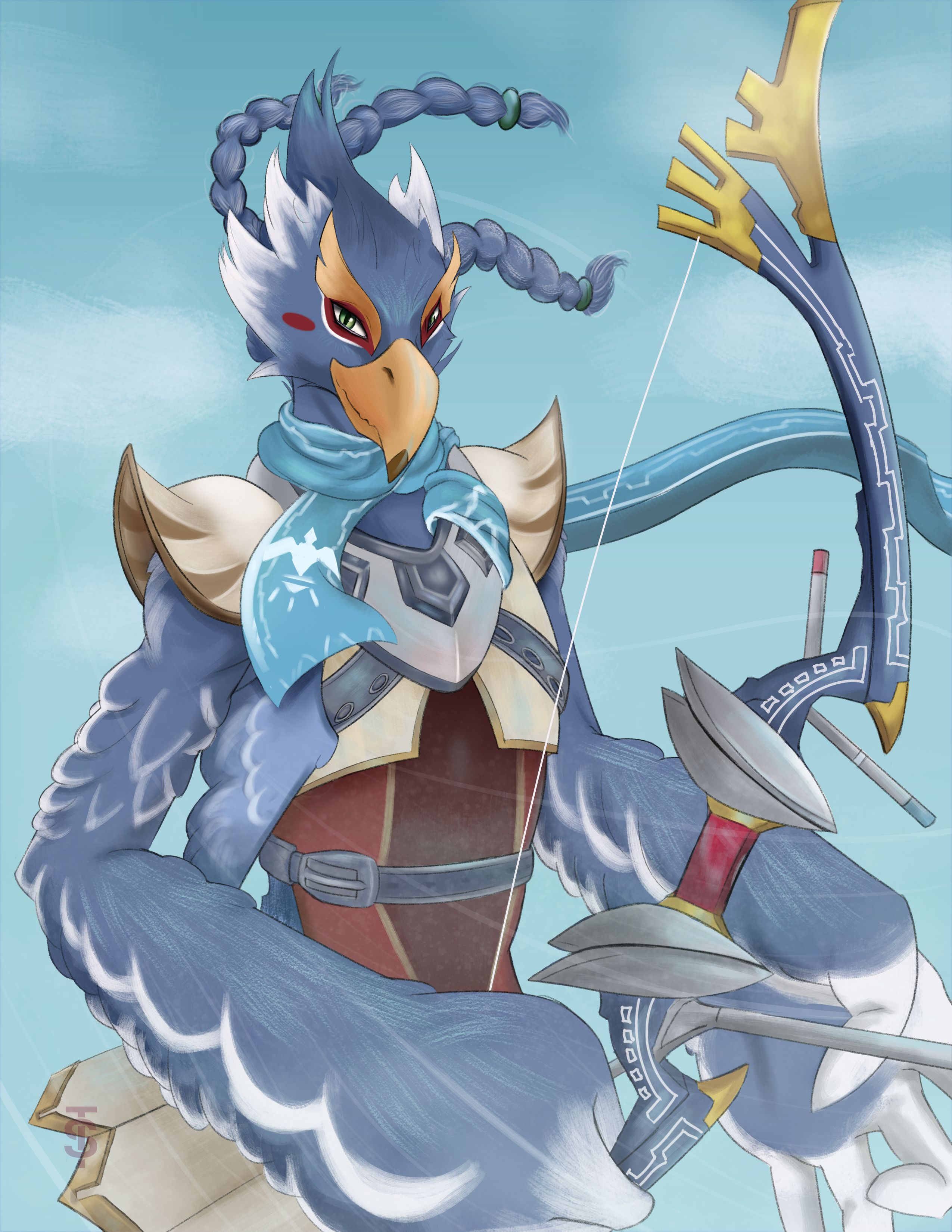 Revali the Rito Champion | Fanart animals art avian avianart bird character design fanart furry illustration nintendo tesdraws thelegendofzelda