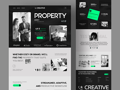 Agency Website UI — Creative Landing Page Design agency clean creative studio designer portfolio designer website digital studio minimal ui modern personal personal portfolio personal web personal web design portfolio project service testimonial ui uiux website ux website