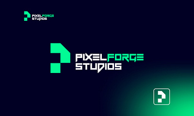 PixelForge Studios – Retro Gaming Logo Design arcade logo branding creative studio custom logo design digital branding esports branding futuristic logo game design game studio gaming logo graphic design logo logo mark minimal symbol modern logo neon logo pixel art pixel logo retro logo tech logo
