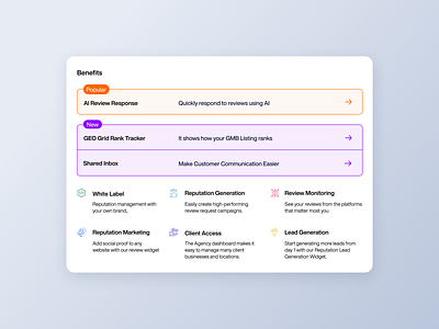 Benefits Dropdown UI – Clean & Modular SaaS Component Design componentbasedui dashboardcomponents minimaluidesign productdesignui saaslandingpage saasuidesign uxuidesign webappui