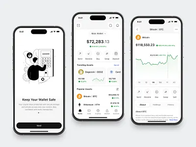 Crypto Mobile App app balance chart clean crypto design digital fireart invest money ui ux