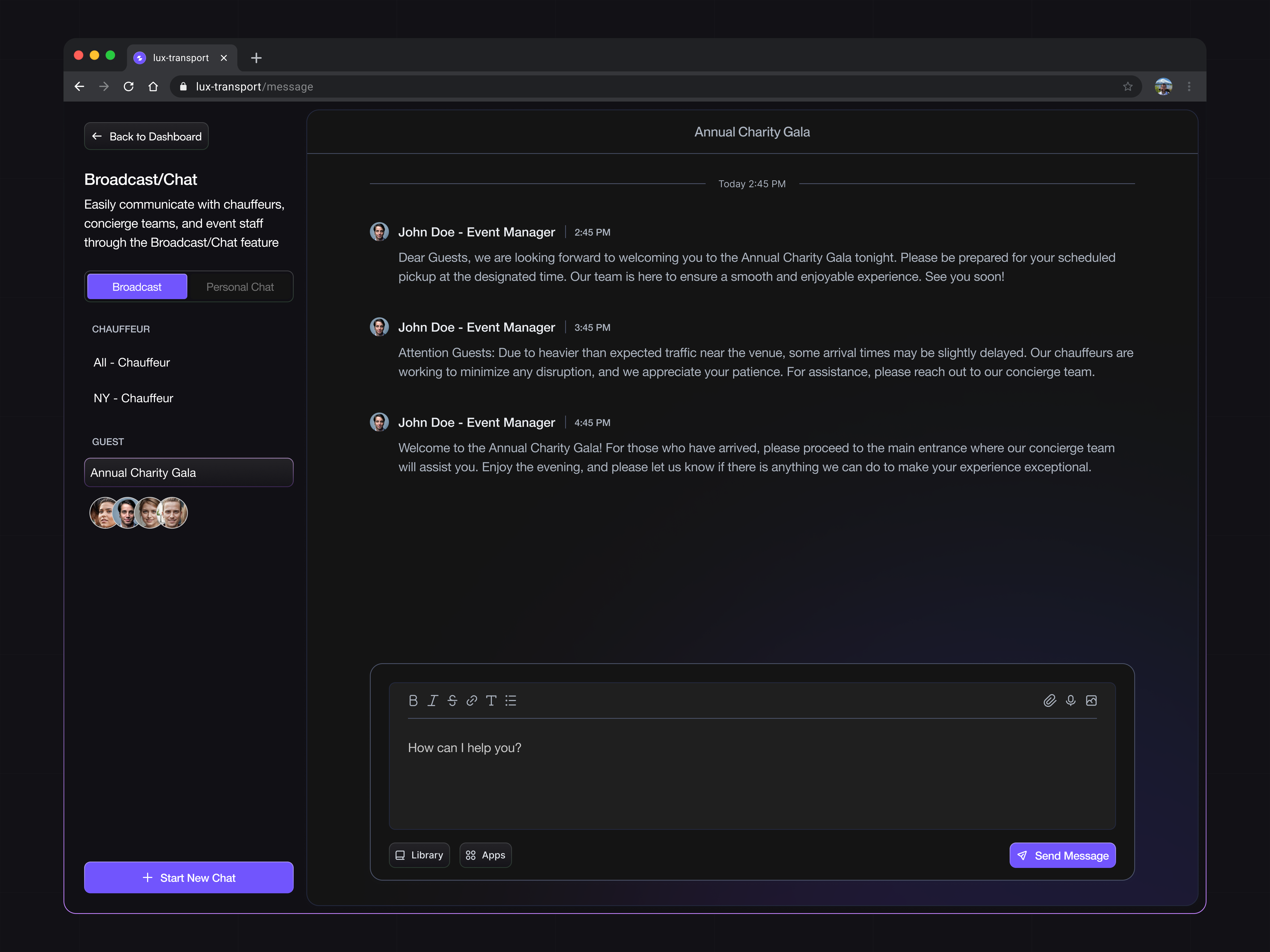Transport Dashboard - Message Page booking dark mode dashboard dashboard design message message dashboard minimal modern ticket transport transport dashboard transportation transportation dashboard ui ui design ux design website