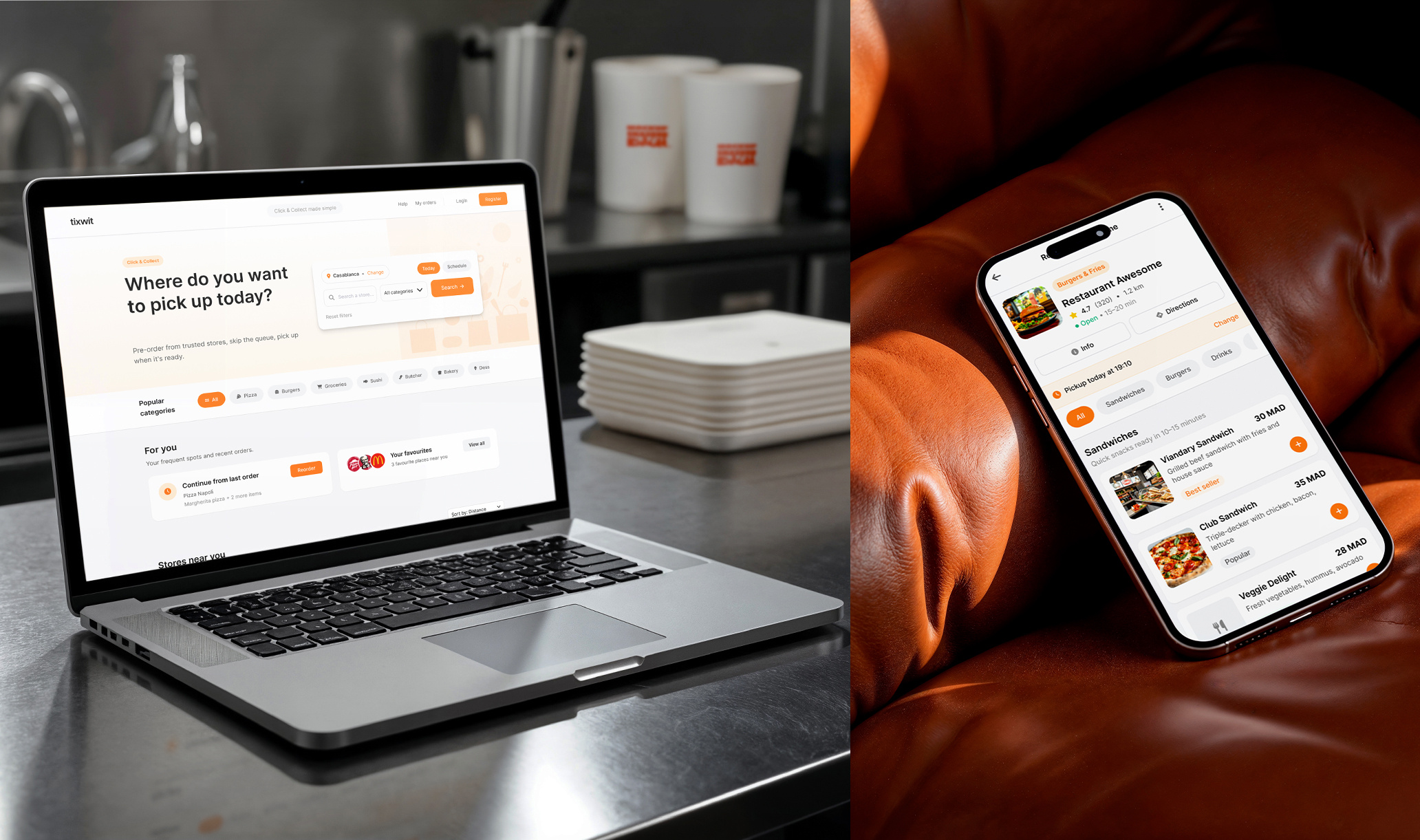 TIXWIT — Click & Collect Platform click collect ecommerce food tech frontend design mobile app modern ui product design responsive design uiux design user experience web app