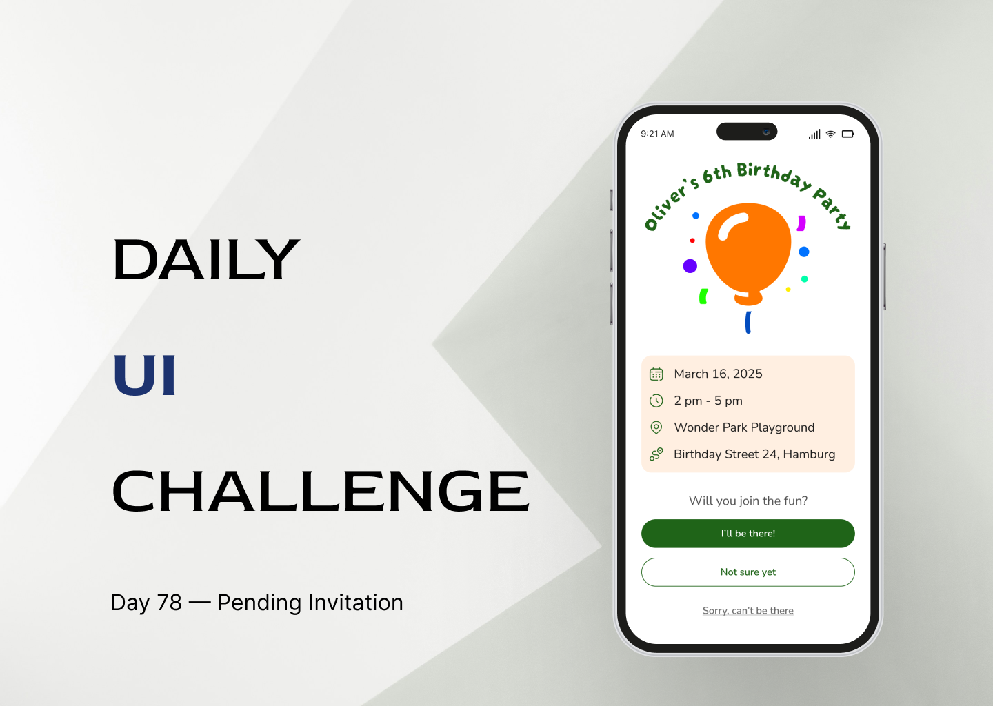Daily UI · Challenge 78: Pending Invitation dailyui design pending invitation ui