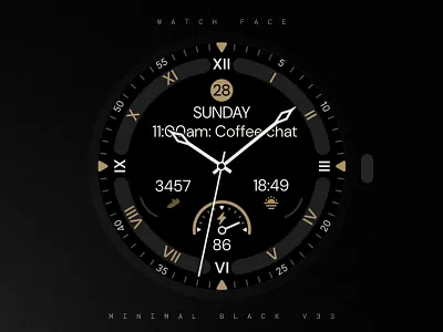Elegant Watch Face black bronze classic design elegant graphic design illustration modern samsung smartwatch technology ui watch watchface wear os