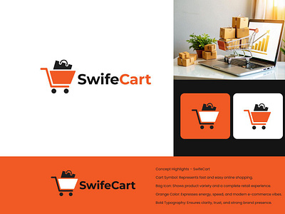 Swift cart ecommerce website logo design. branding graphic design logo ui