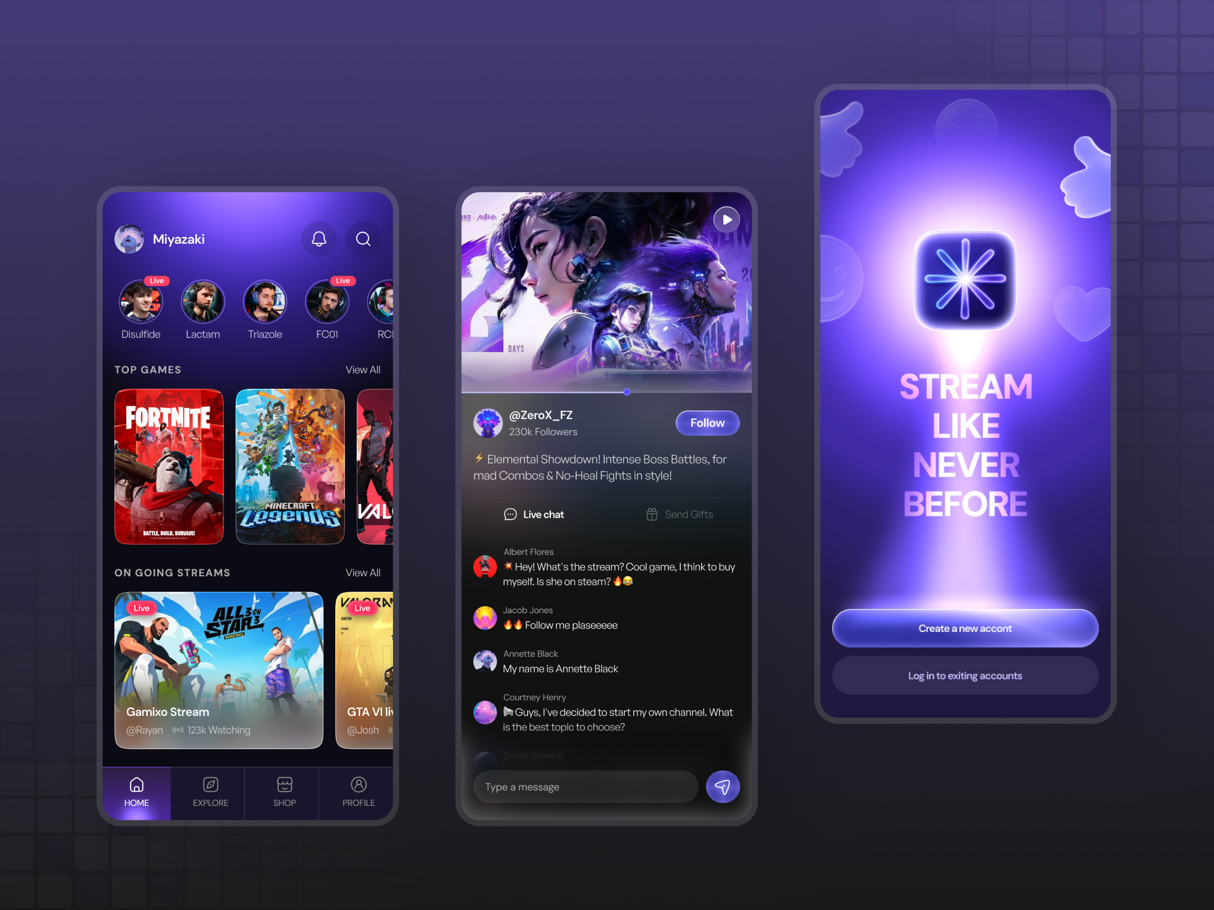 Live Game Streaming App app app ui branding design game app game streaming app gamer gaming app match mobile app product design streaming ui user experience ux