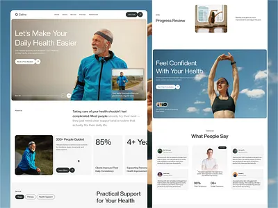 Healthcare Coach Website calm landing page calm ui design coach landing page figma design health coach website healthcare ui meditation coach ui meditation layout modern health website wellness coach wellness mentor wellness platform wellness website yoga coach ui