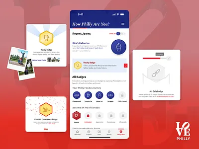 Love Philly Mobile App (2) explore gamification mobile app mobile design product design travel uxui visual design