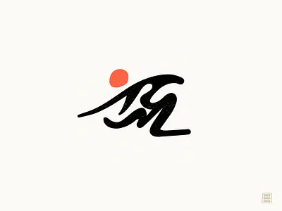 Rolling Mountains Surf Logo datradman datradmansurfart elegant logo hand drawn hand drawn logo hand drawn typography logo mark script logo sun logo surf surf art surf logo surfboard logo typography logo water logo wave logo