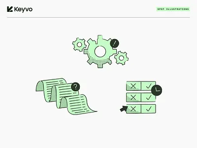 Keyvo Spot Illustrations character design figma graphic design halftone hand drawn icons illustration organic spot illustrations texture vector