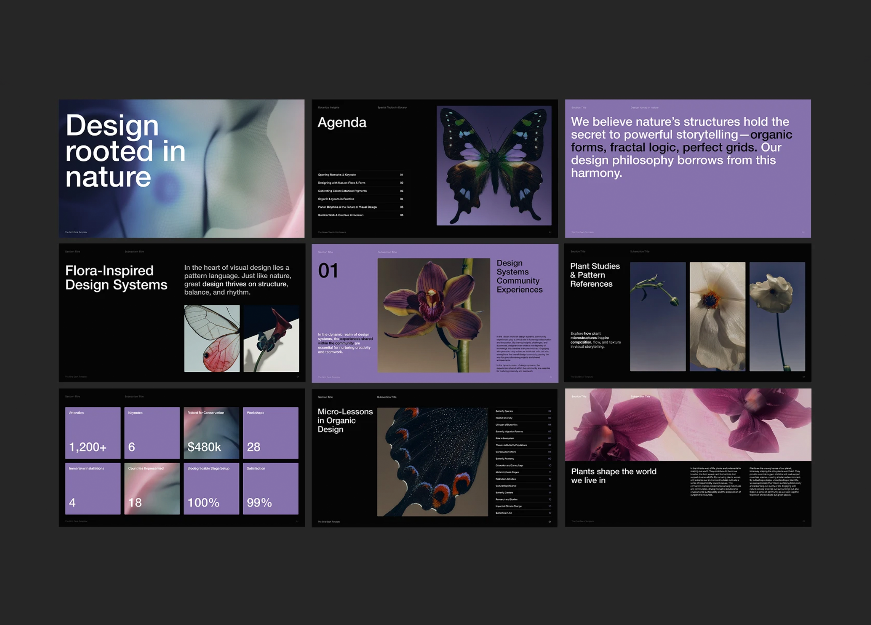 Design Rooted in Nature. Presentation branding clean ui dark mode graphic design grid system layout minimalist nature organic presentation design slide deck typography ui design