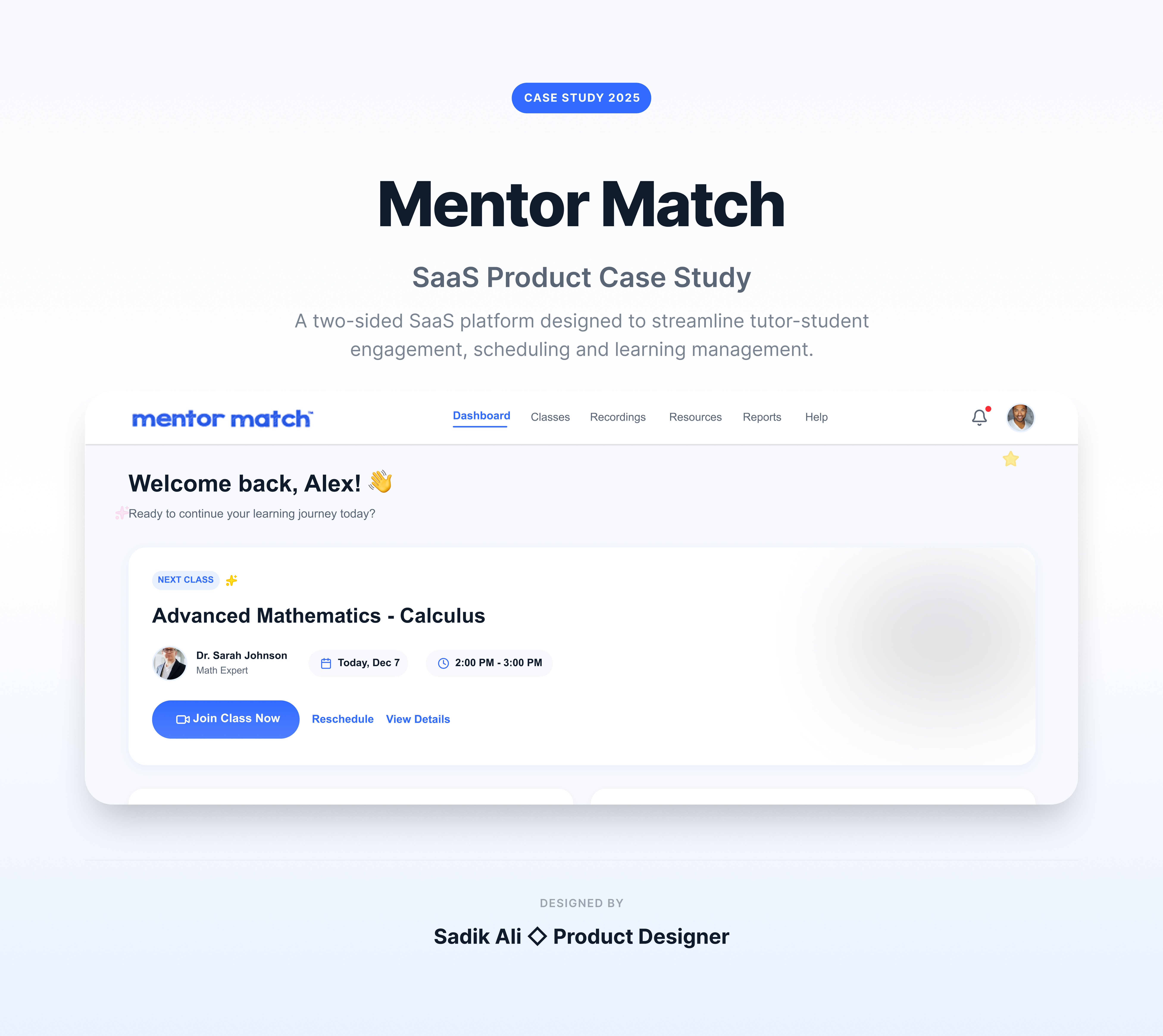 Mentor Match - EdTech SAAS Product Case Study 3d admin dashboard dashboard dashboard case study dashboard design dashboard ui ed tech ed tech case study ed tech saas edtech education dashbaord education website educational design parent dashboard saas saas case study saas product school dashboard student dashboard ui
