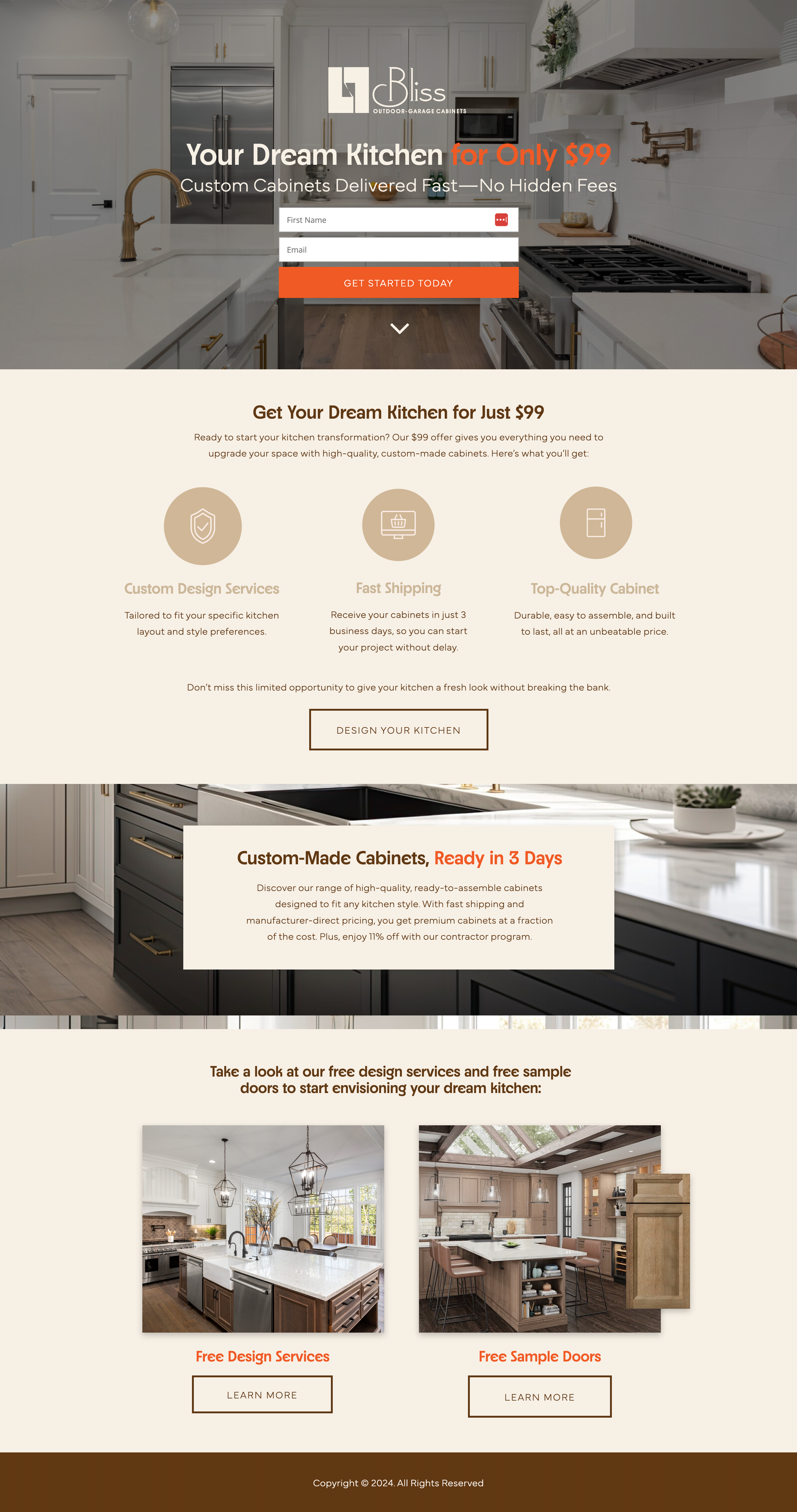 Landing Page Bliss Outdoor Garage Cabinets landing page