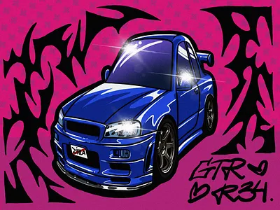 Nissan Skyline GTR Poster Design cars graphic design illustration postcard poster poster design print print design procreate