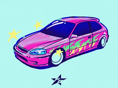 Honda Civic Postcard Poster cars graphic design illustration postcard poster poster design print print design procreate