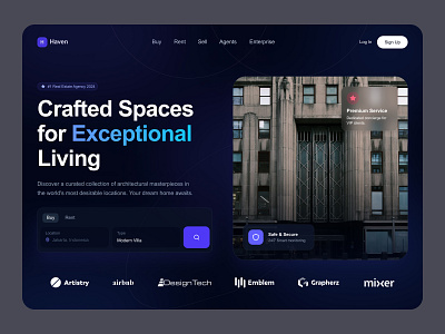 Real Estate Landing Page agency clean dark dark theme design digital graphic design house interface landing landing page minimal muhammad ali real estate real estate landing page real estate website saas ui ux website