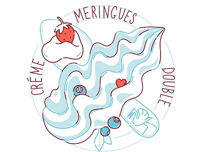 Swiss desserts: Meringues double créme cream dessert illustration meringue strawberry swiss vector