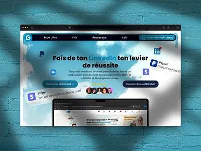 LinkedIn Optimization Service — Landing Page UX/UI branding clean digital marketing figma framer graphic design landing page landing page design linkedin modern online presence personal branding ui ui design ux ux design web design webflow