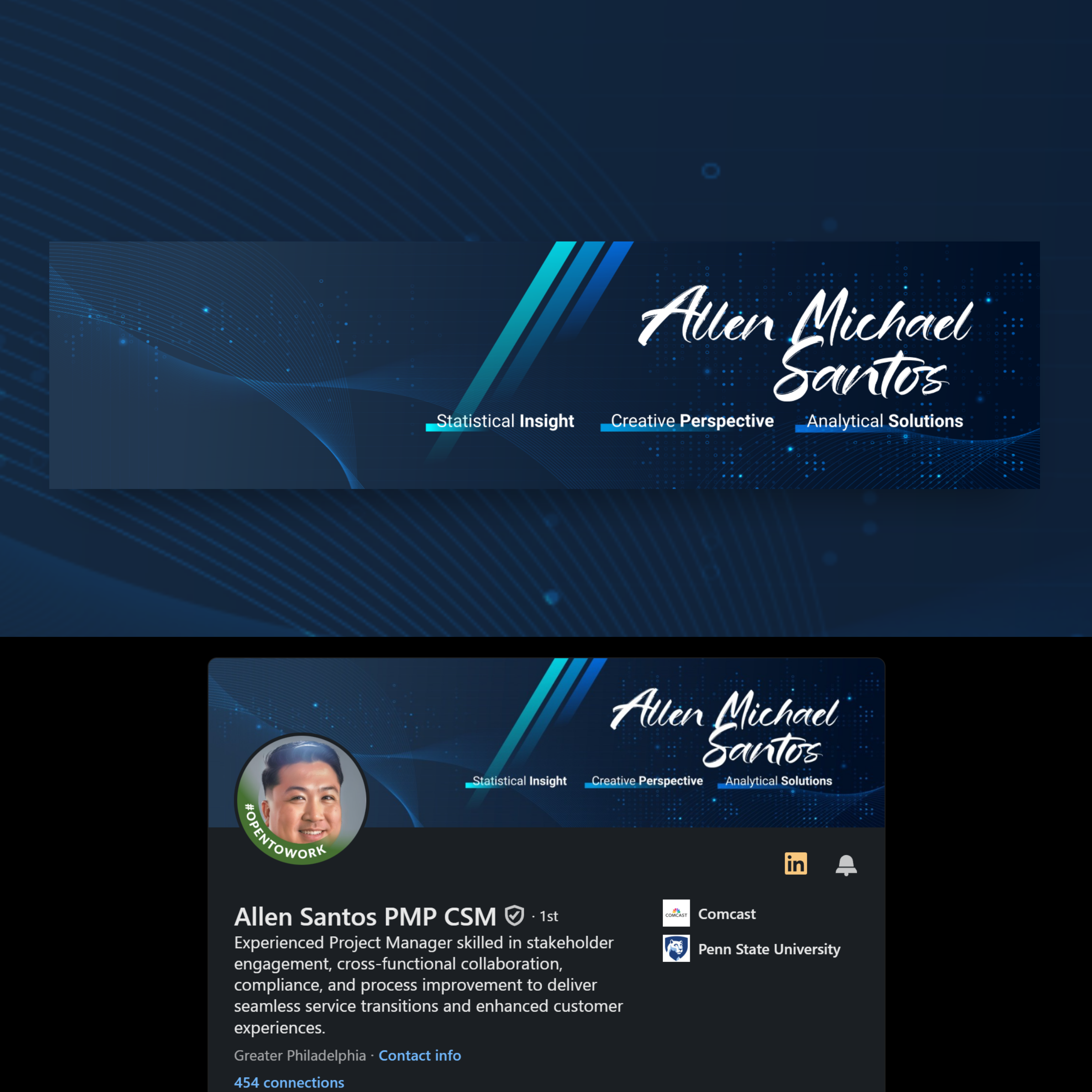 Banner Design for Allen Michael Santos banner banner design branding commission design freelance work graphic design graphic designer linkedin linkedin banner vector