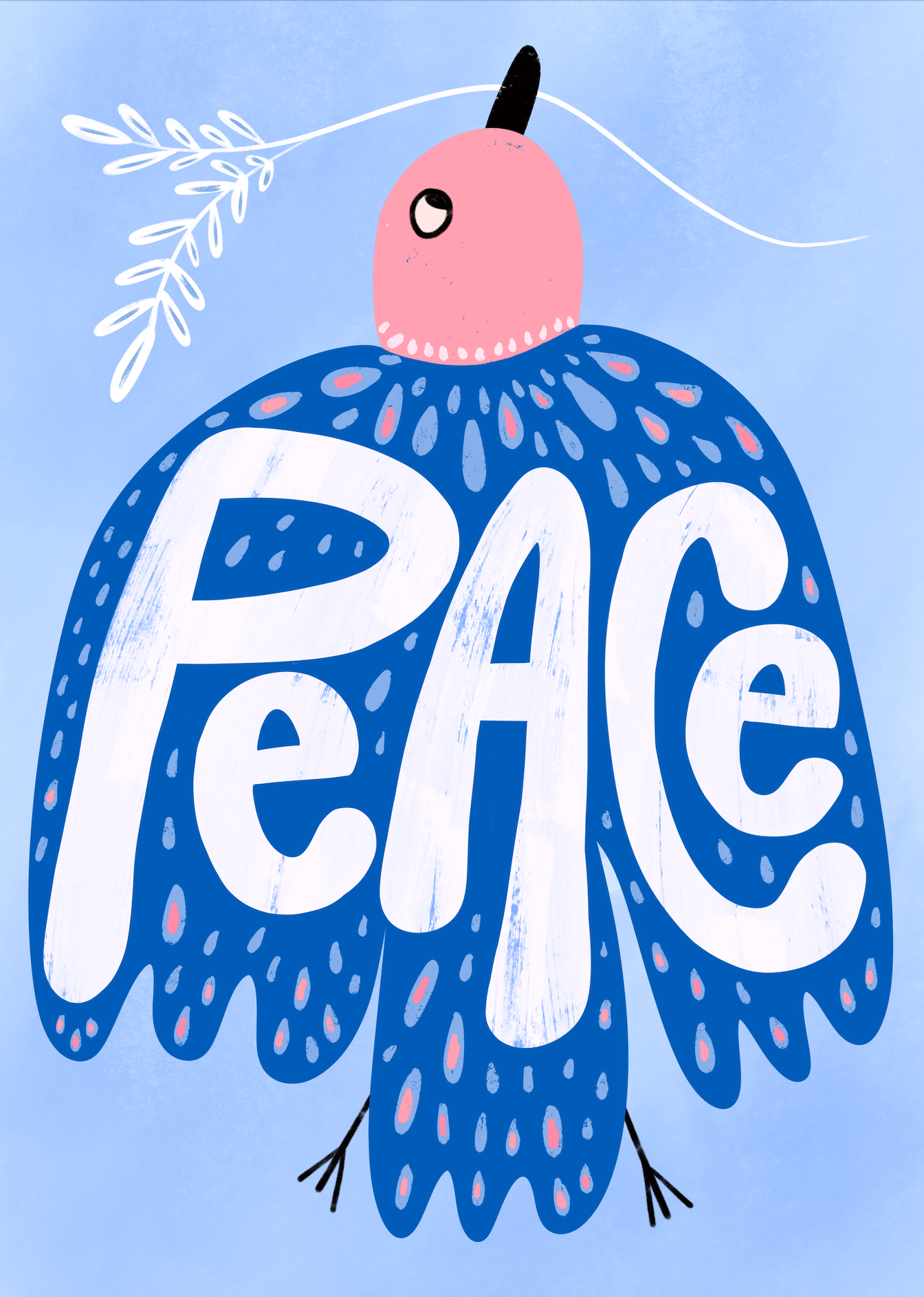 Peace Folky Bird Art by Julia Barry bird colorful folk art hand drawn holiday illustration julia barry peace procreate whimsical
