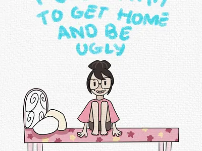 I can't wait to get home and be ugly cartoony characterdesign colourful digitalart graphic design illustration procreate simplistic