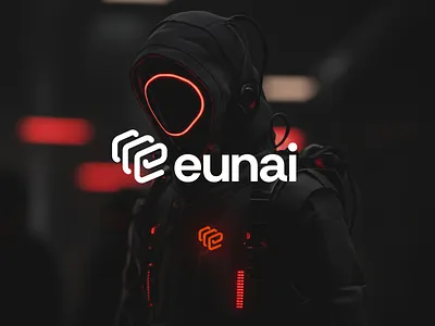 eunAI biotech brand branding concept cyborg futuristic logo geometric logo identity identity design logo logomark minimalist modern logo tech logo vector
