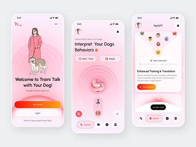 Dog Translator & Training App app developer bark translator dog care dog commands dog communication dog training dog translator ios app designer mobile mobile app mvp mvp app pet behavior pet care pet training app petgpt puppy training ui ux designer