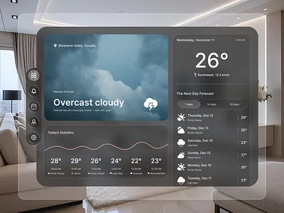 Smart Weather Forecast Dashboard UI – AI Personal Assistant App aiapp aidashboard creativedesign dashboarddesign designinspiration digitalassistant figmadesign glassmorphism minimalui mobileappdesign modernui productdesign smartassistant uidesign uitrends userexperience userinterface uxdesign weatherapp weatherui