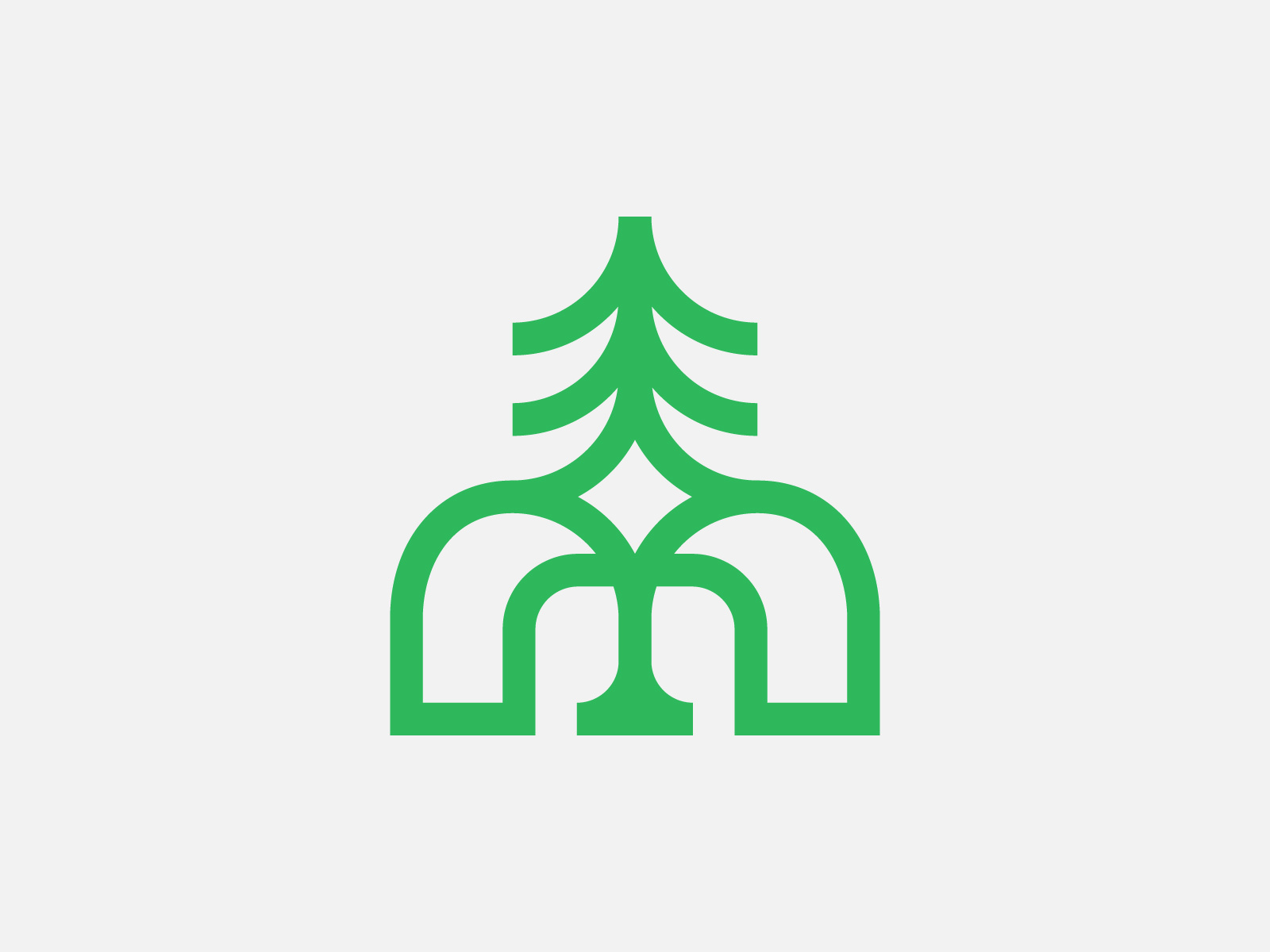 M Pine Logo costom letter creative identity letter m lettermark logo logomark m initial mmm modern m natural brand organic food pine tree type