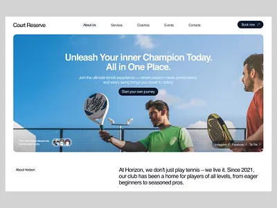 Tennis Court hero section 3d animation branding design graphic design illustration logo motion graphics typography ui ux vector