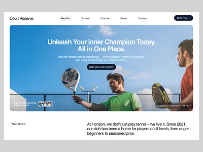 Tennis Court hero section 3d animation branding design graphic design illustration logo motion graphics typography ui ux vector