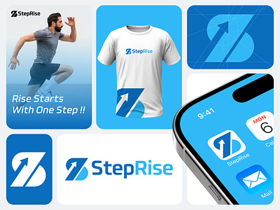 StepRise Full branding exploration 2d logo 3d logo animation app iocn app logo brand book brand design brand style guide branding corporate branding creative logo creative logo design fitness branding logo design minimalist logo design personal branding s logo tech logo ui unique logo