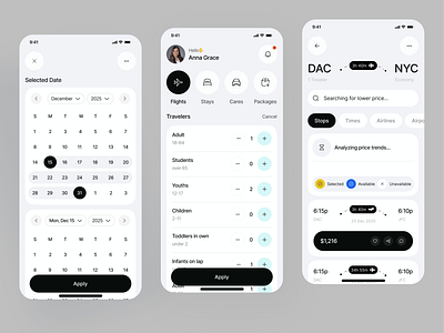 Flight Booking App – Smart Travel Experience app app design booking dating flight dating travel flight mobile app planer product design saas schedule ticket travel trip