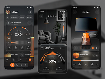Smart Home Mobile App UI Design app design glassmorphism home home automation home automation app ios iot iot app iot dashboard mobile mobile app neumorphism smart devices smart home smart home app ui