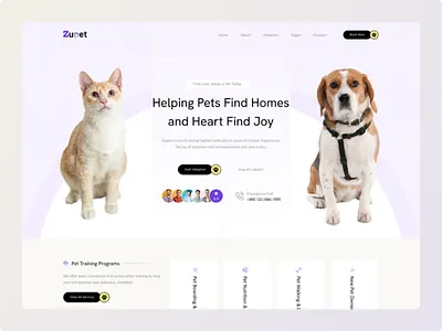 Zupet - Pet Care and Adoption Template adoption animation branding clean design e commerce illustration landing page latest logo minimal modern pet care pet service trending typography unique ux vector website