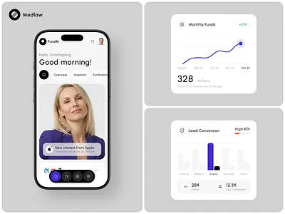 FundAI Elements – AI Platform for Finance Fundraising best dashboard design elegant element elements finance financial fintech fundraising investing investment investor minimalist mobile modern platform popular professional ui