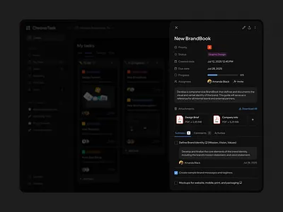 Dark Mode for ChronoTask Platform manager outcrowd platform saas task ui ux uxui web