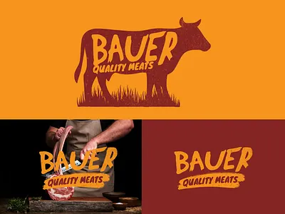 BAUER — Modern Vintage Butcher Logo & Meat House Brand Identity animal logo beef brand identity branding butcher logo butcher shop branding creative cow logo food drink grill barbeque logo hipster illustration logo design meat meat house logo modern vintage restaurant logo retail branding snack branding typography logo visual identity