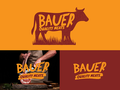 BAUER — Modern Vintage Butcher Logo & Meat House Brand Identity animal logo beef brand identity branding butcher logo butcher shop branding creative cow logo food drink grill barbeque logo hipster illustration logo design meat meat house logo modern vintage restaurant logo retail branding snack branding typography logo visual identity