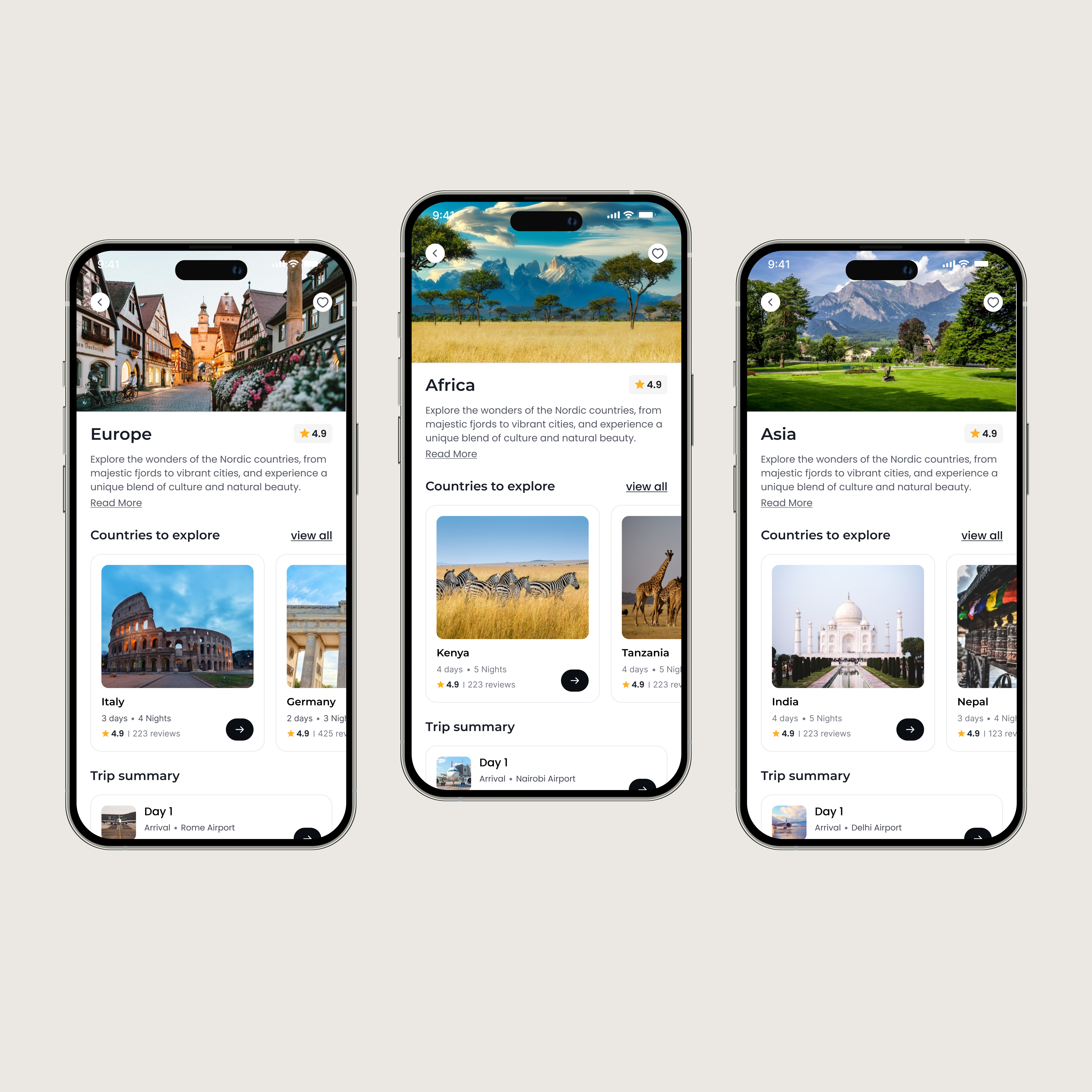 TravelMate - Destination Overview Screens (Travel App UI) appdesign cleanui dailyui dribbblers explorationui figmadesign mobileui productdesign travelapp travelux tripplanner ui uidesign ux uxdesign